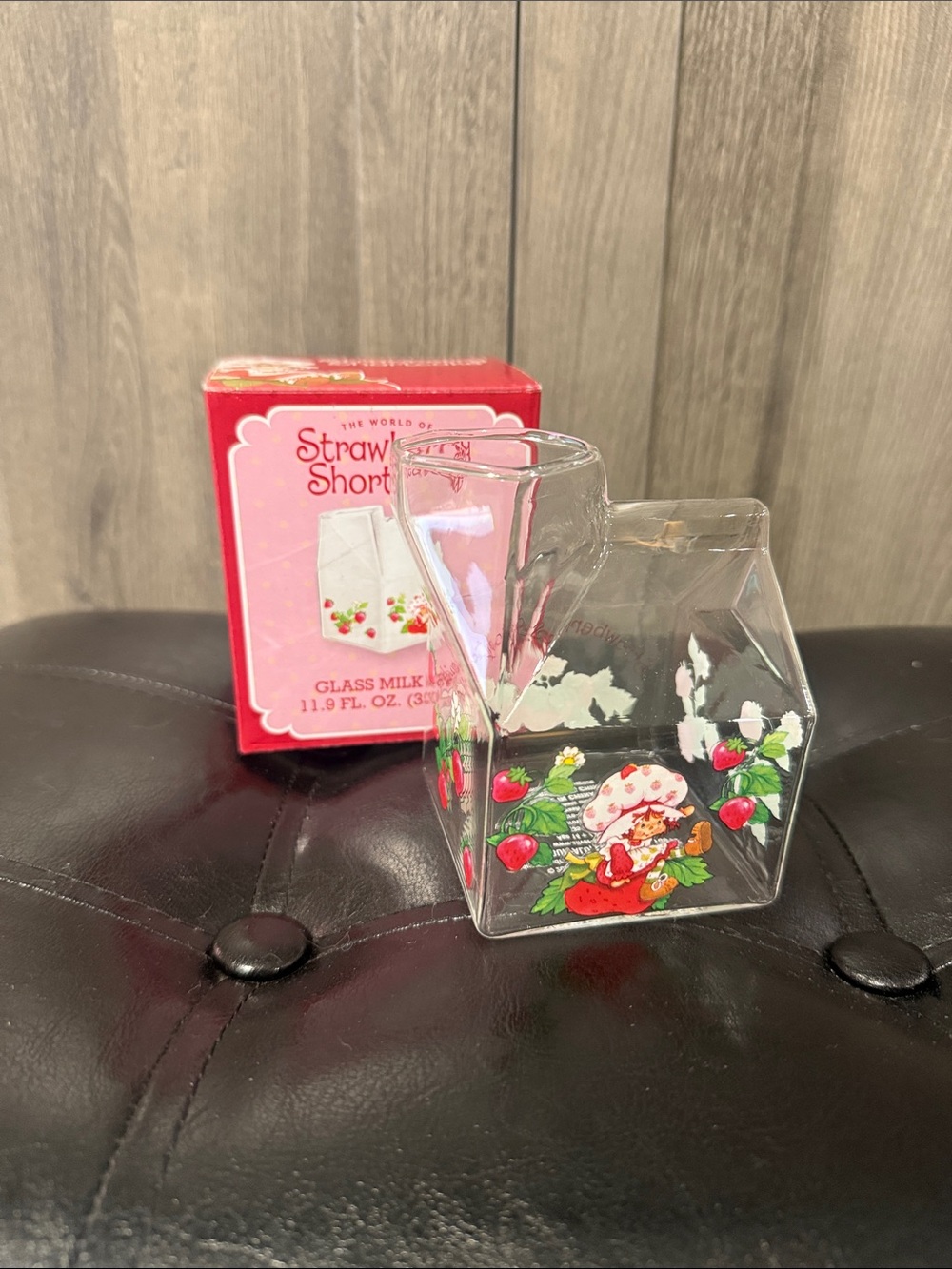 New Strawberry Shortcake Clear Glass Milk Cup 11.9 Fluid Oz In Box